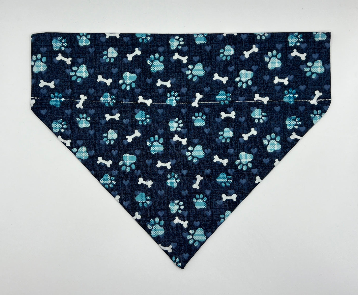 Rainbow Paws & Hearts with Paws & Bones on Blue