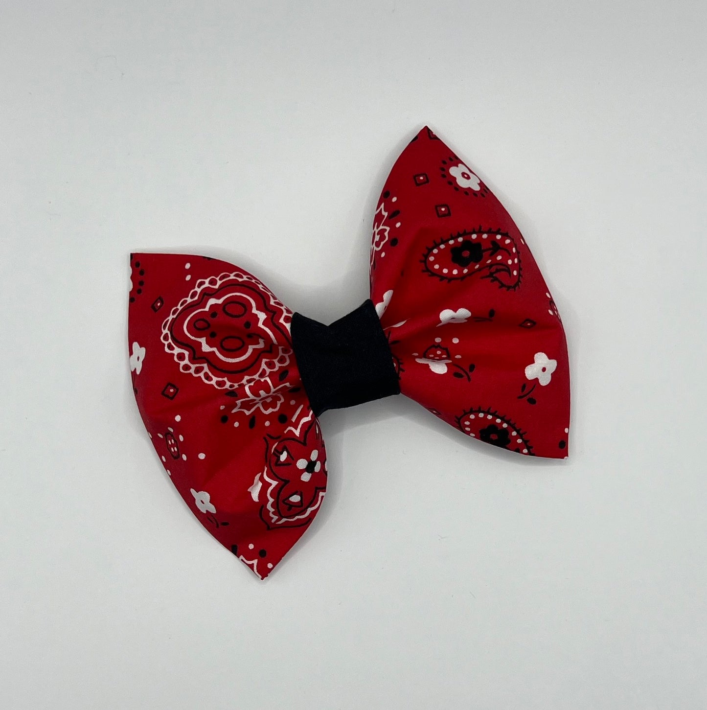 Red Bandana with Black Center Bow Tie