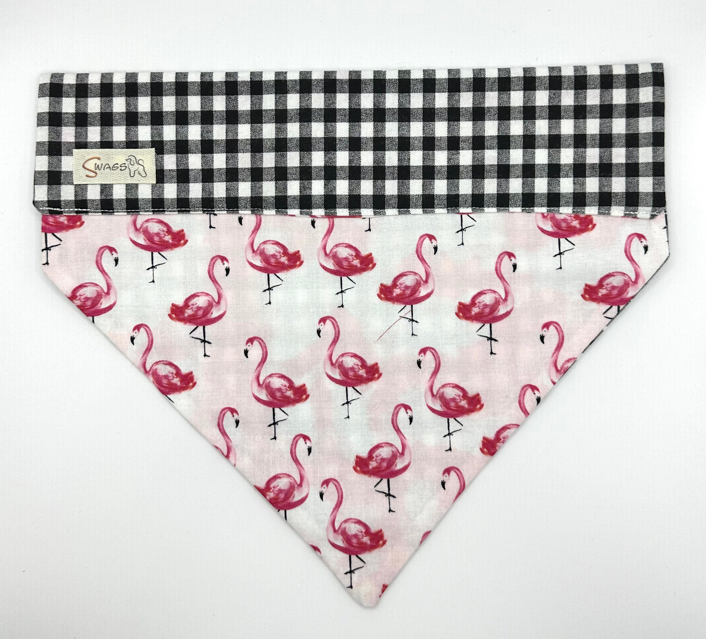 Pink Flamingos on Black & White Checkered