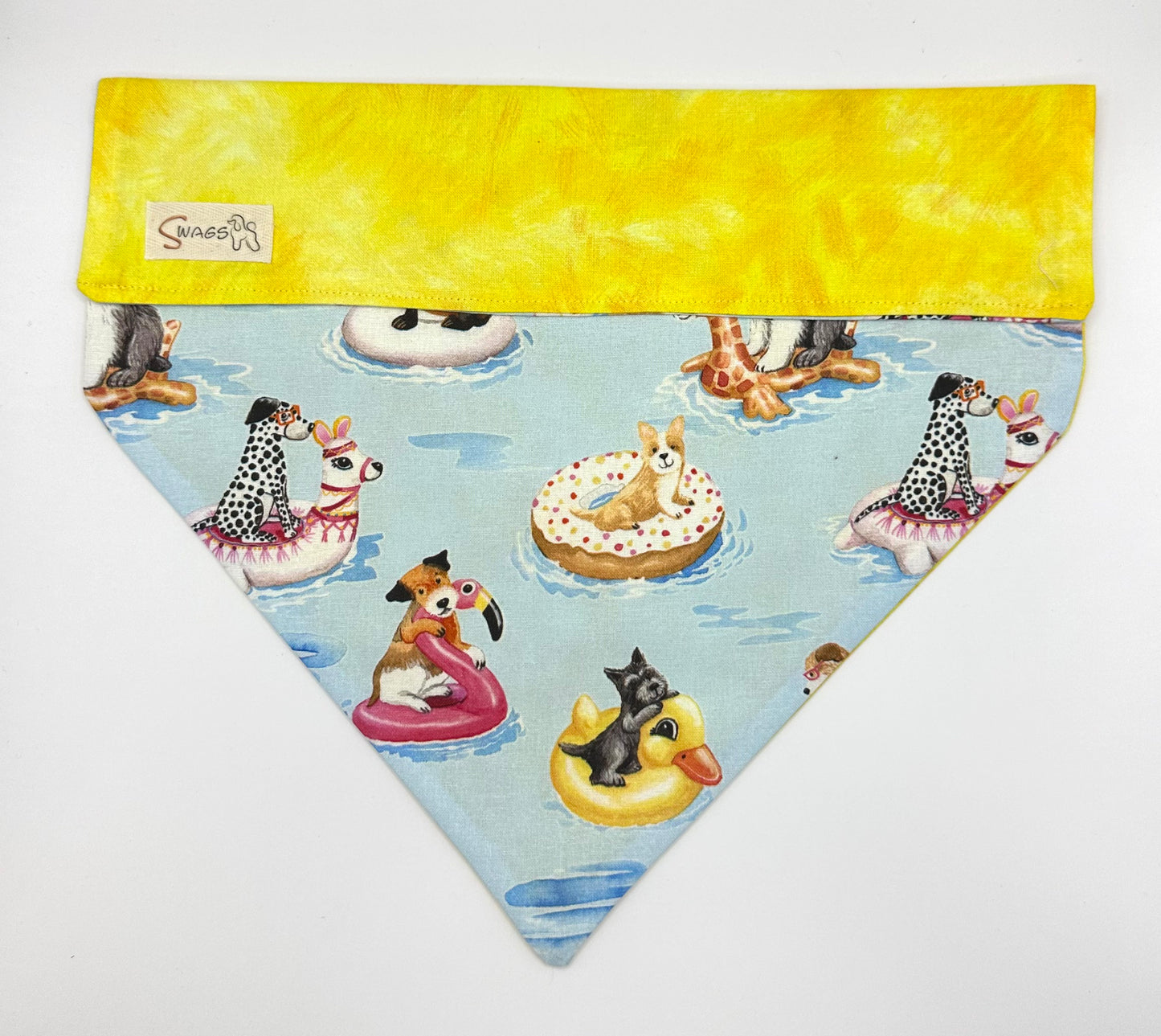 Puppies on Inner tubes with Two Tone Yellow