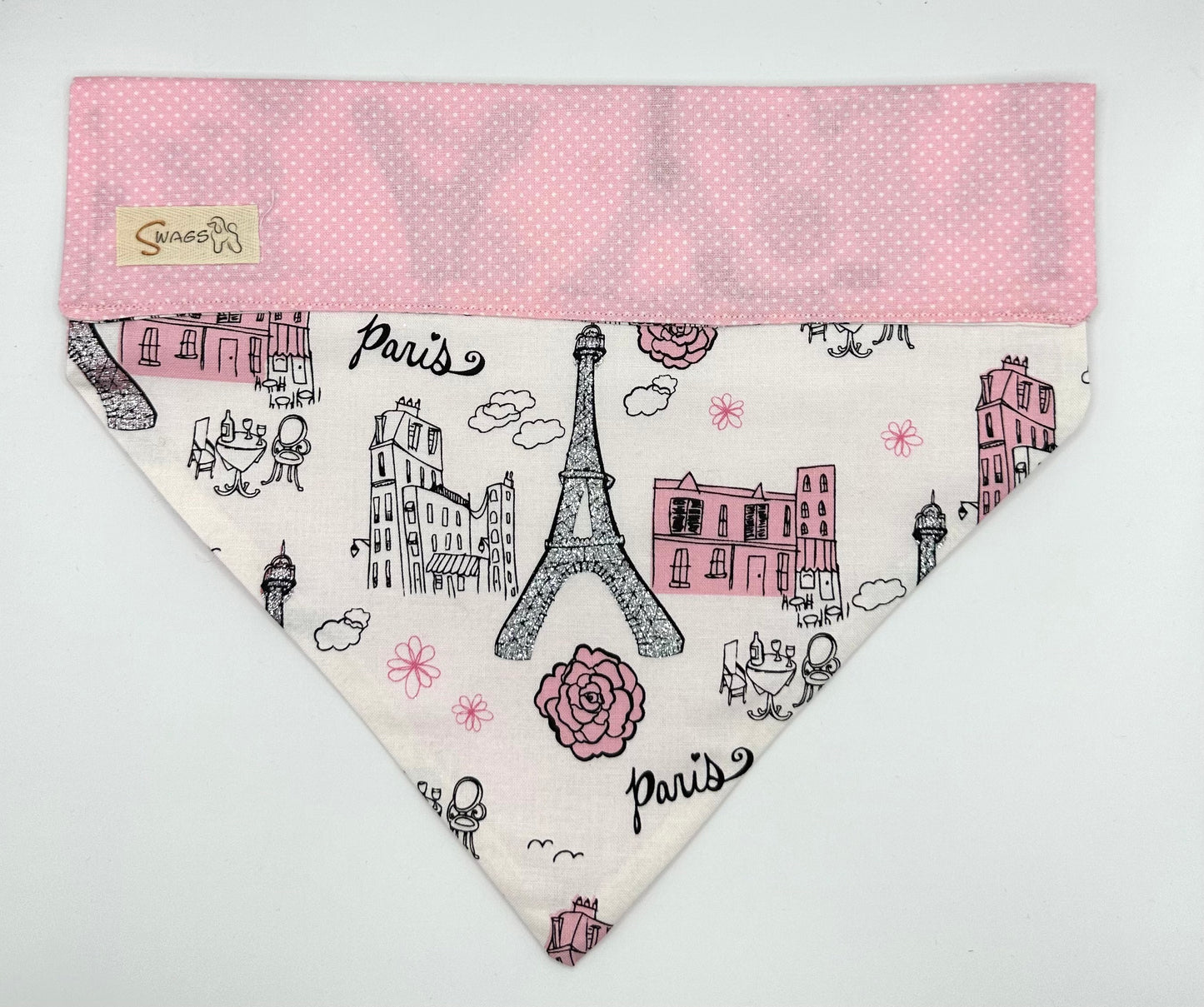 Paris on Lite Pink with Small Polka-dots