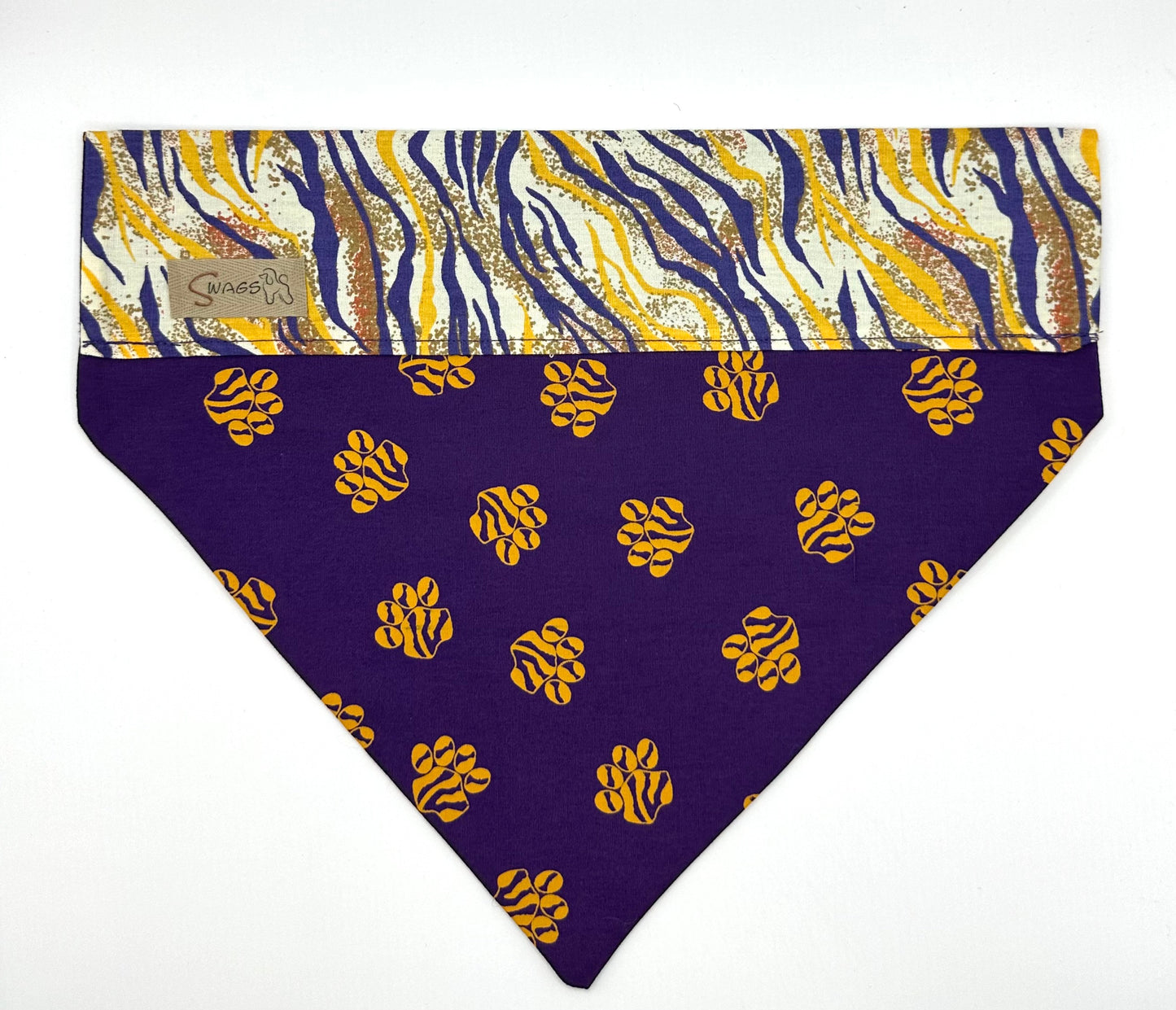 Purple & Gold Tiger paws on Purple, Yellow & Gold Tiger Print