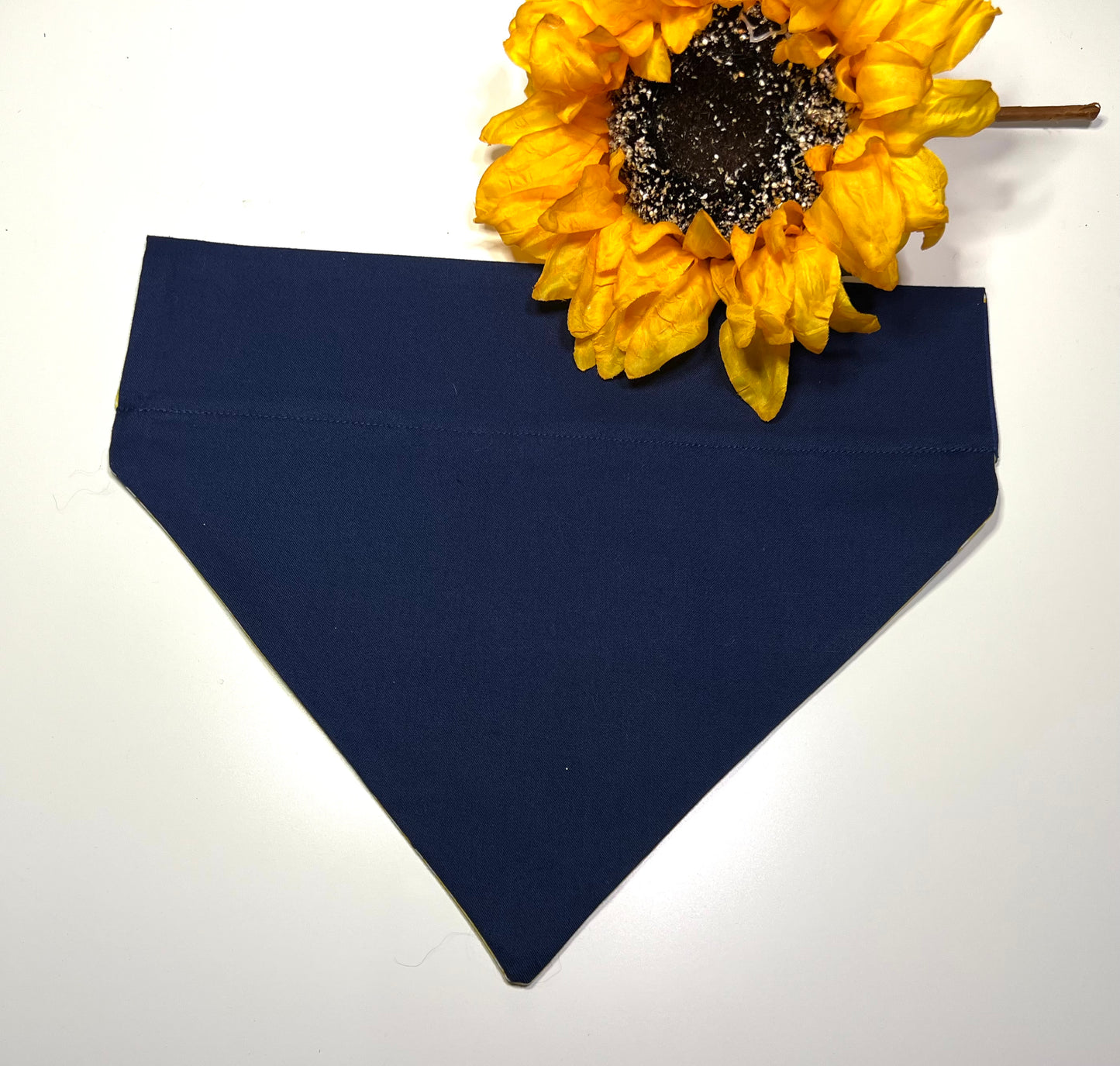Solid Navy Blue on Navy Blue & White stripes with Sliced Lemons